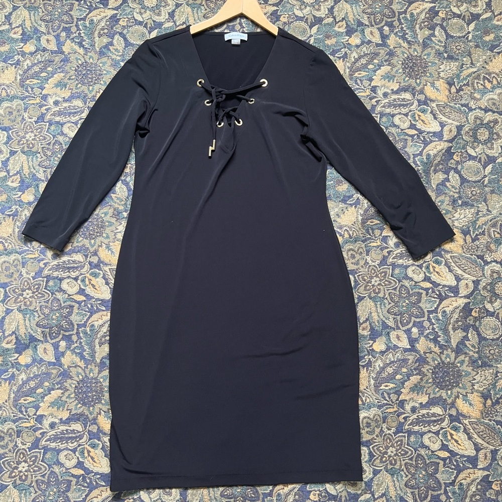 Calvin Klein Long Sleeve V-neck Sheath Dress Size M